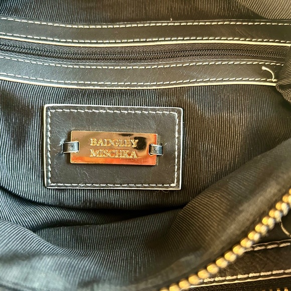 Badgley Mischka Black Leather Purse with Gold Hardware - Picture 9 of 9